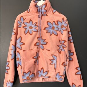 Billabong Floral Fleece Jacket - Pink and Blue